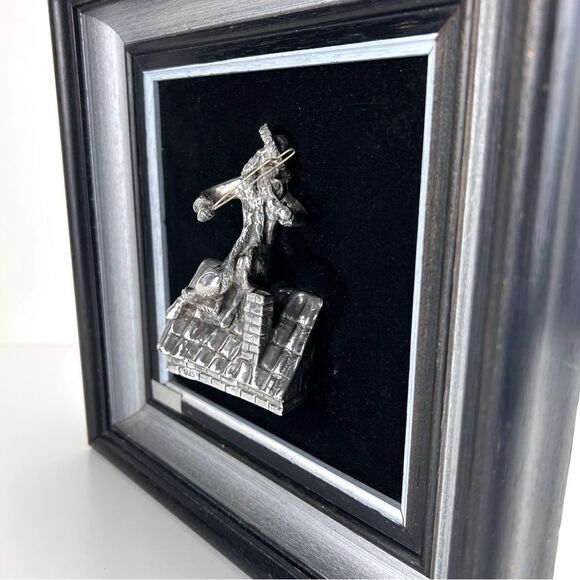 Vintage Stamped 925 Jewish Man Playing Fiddler Wall Sculpture By A Kedem Framed - Picture 3 of 12